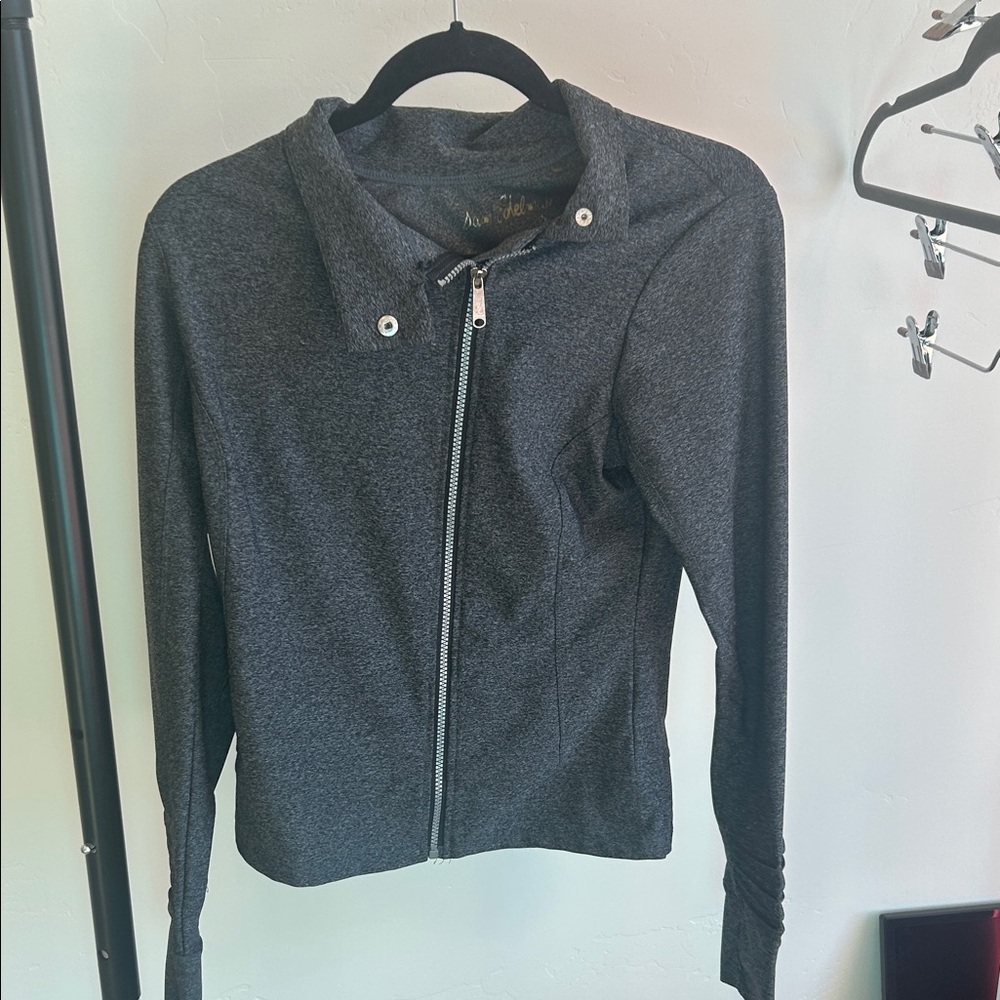Women’s Gray Zip Jacket with moto sleeves
